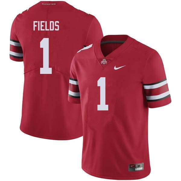 Ohio State Buckeyes Men's Justin Fields #1 Red Authentic Nike College NCAA Stitched Football Jersey DW19X62SD